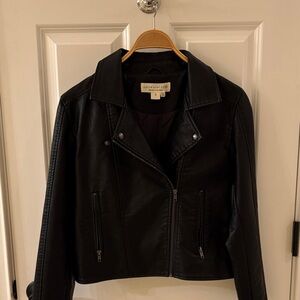 NWOT Saltwater Luxe Black Faux Leather Jacket. Size S